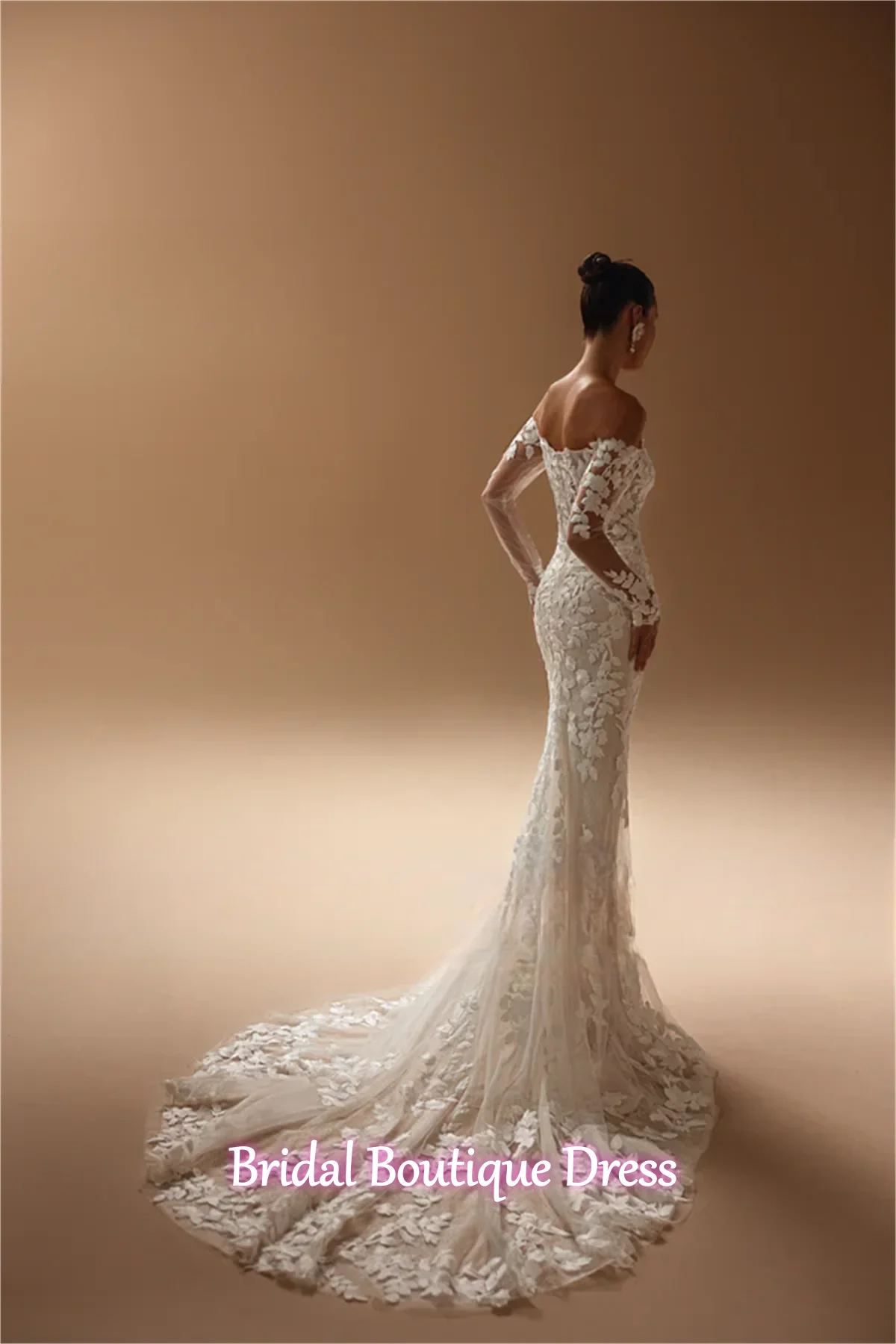 Maßgeschneiderte exquisite Applikationen Meerjungfrau Brautkleider aus der Schulter Prinzessin Brautkleid elegantes Brautkleid Zug