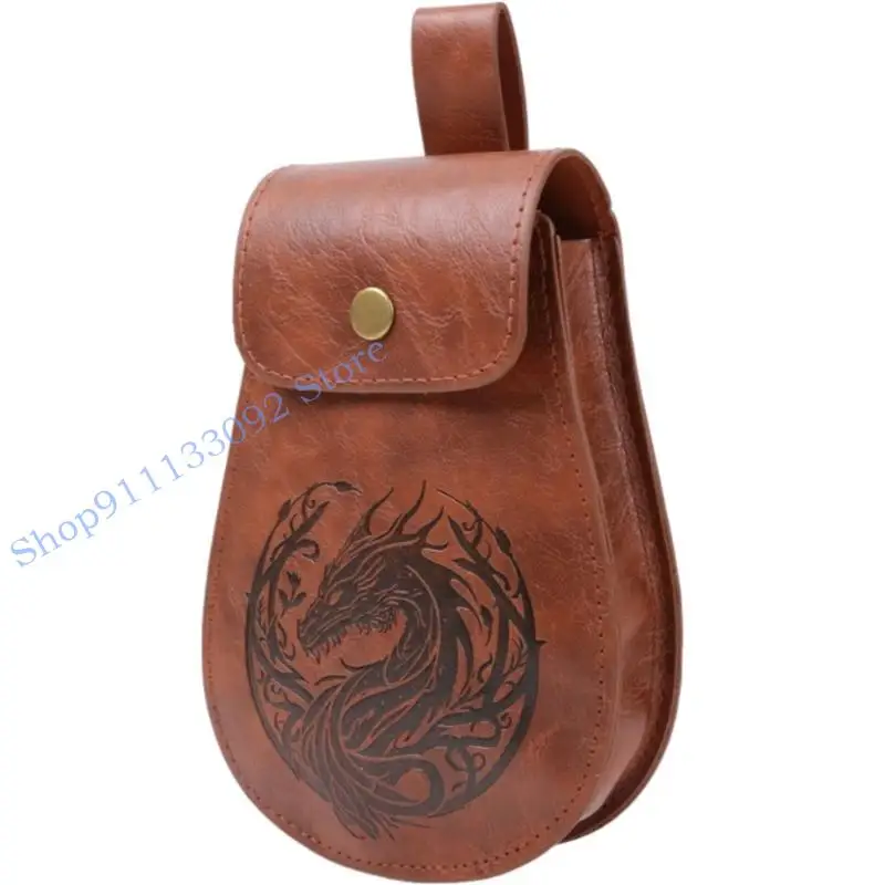 H9ED حقيبة خصر من العصور الوسطى، حقيبة خصر بحزام عتيق، حقيبة خصر للهالوين LARP عصر النهضة، إكسسوارات أزياء للنساء والرجال #3