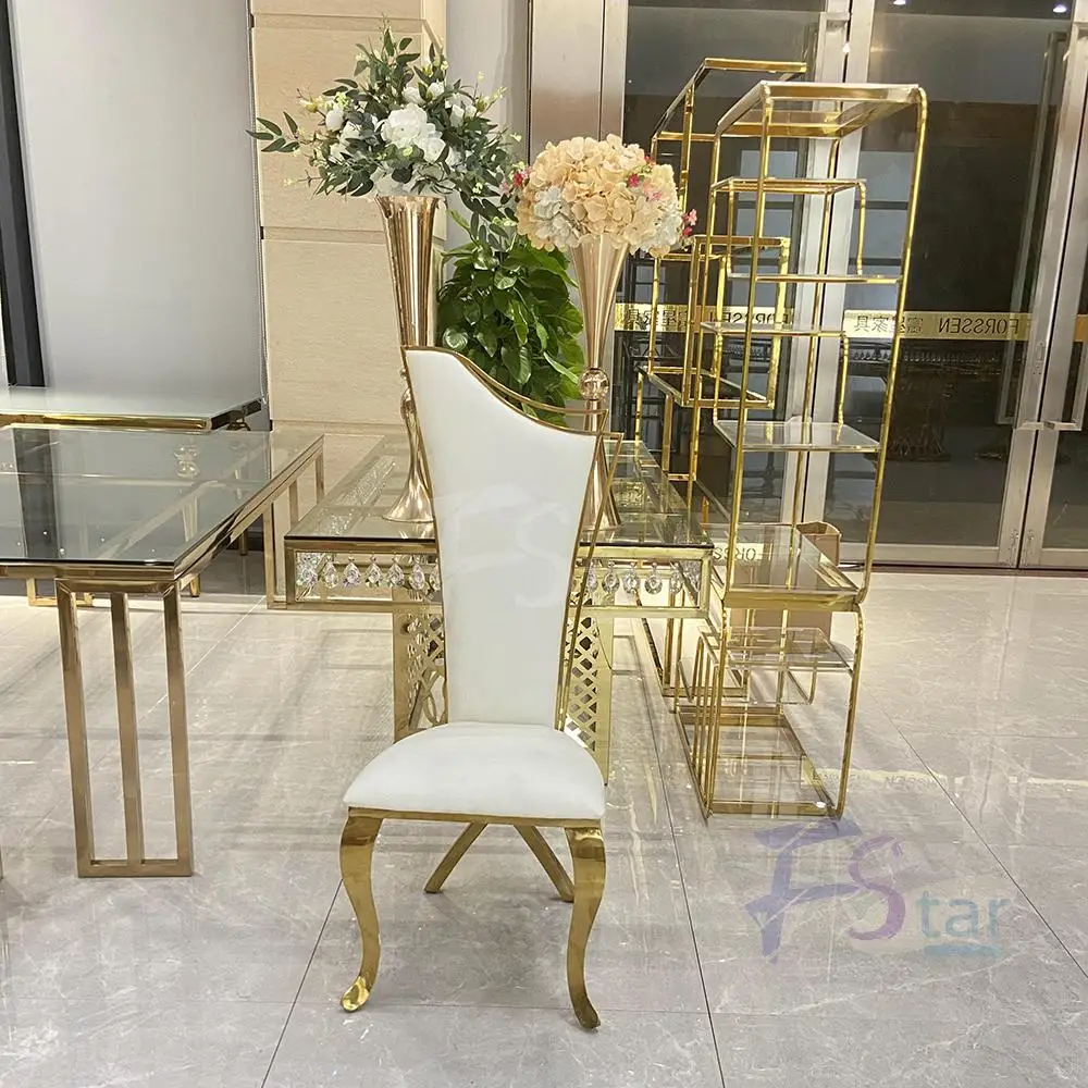 Wholesale Iron Banquet High Back PU Seat Gold silver Chair For Wedding