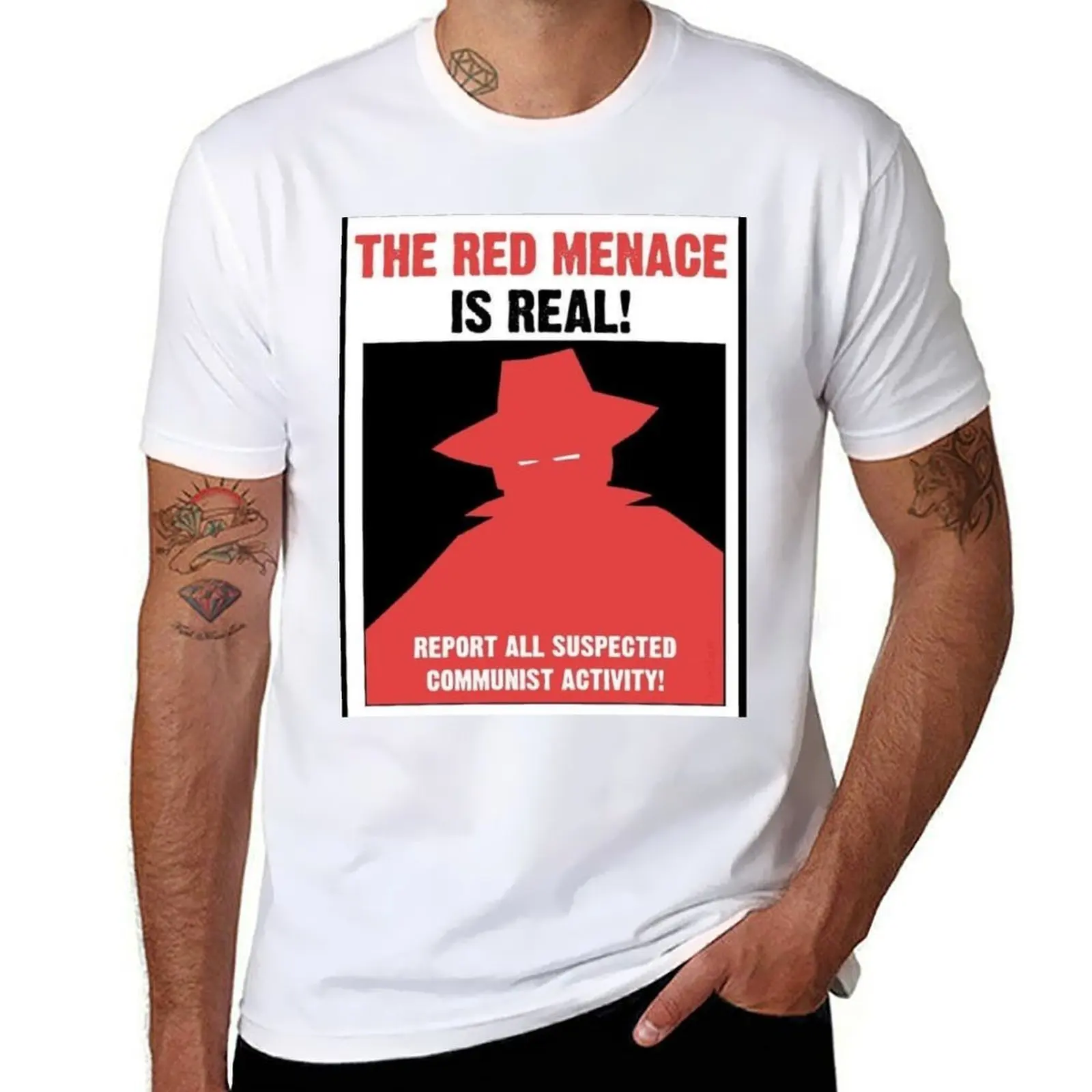

The Red Menace Propaganda Poster T-Shirt t shirts for man pack cotton graphic t shirts for man T-Shirt