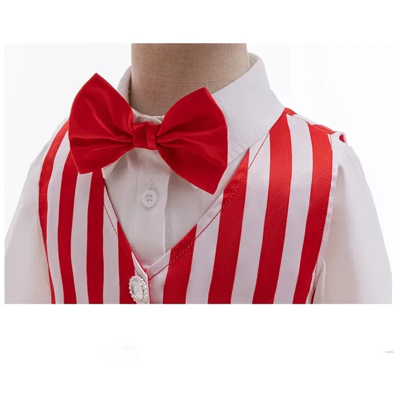 الجديد 0-6 سنوات الصبي عيد الميلاد ملابس الصبي شهم دعوى طويلة الأكمام قميص أبيض مخطط + السراويل قبعة 4PS فستان عيد ميلاد الطفل