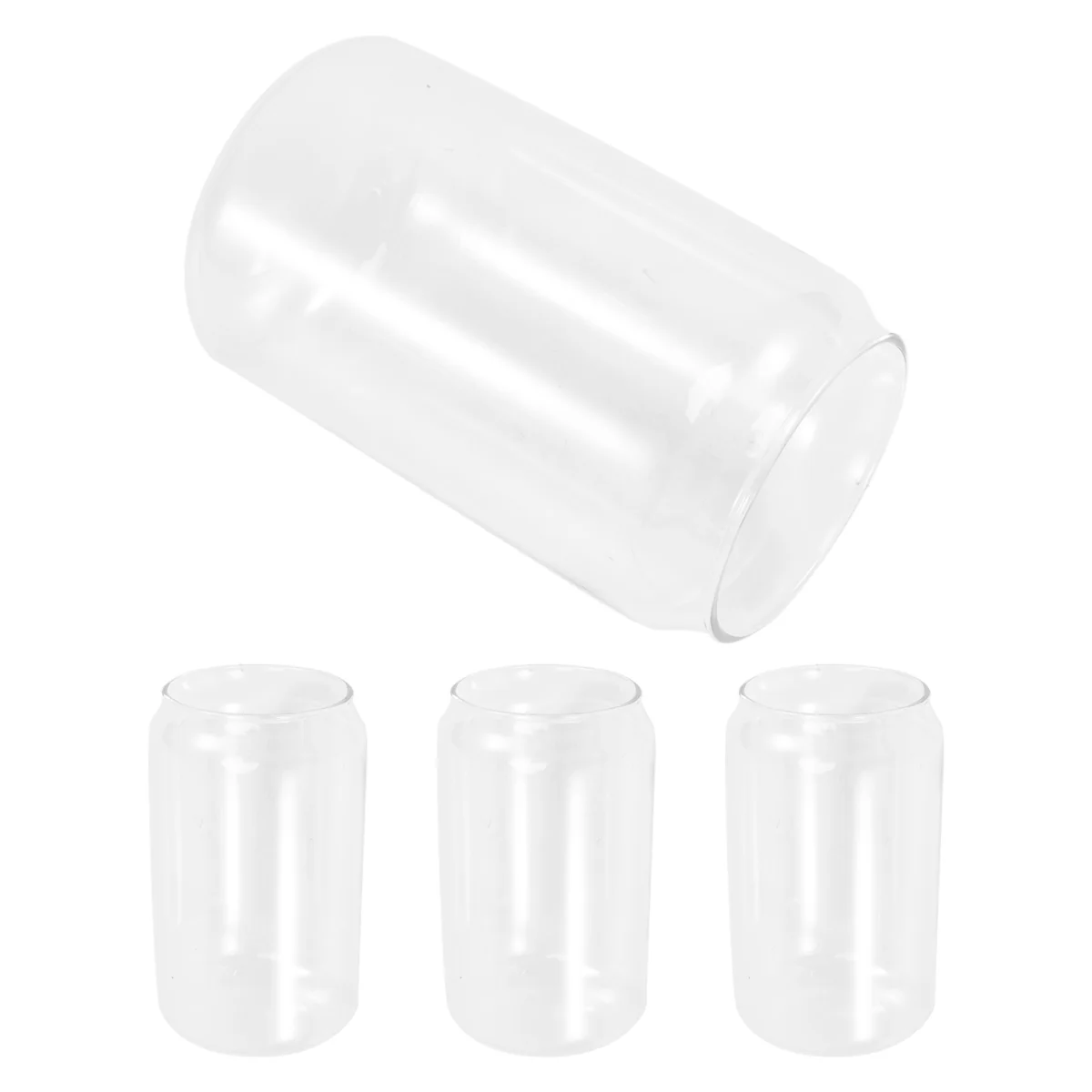 

A71Z 4 Pack Can Shape Glass Fashion Water Milk Juice Simple Juice Cup Beer Glass Shake Glass Dessert Cup Mug, 400ML