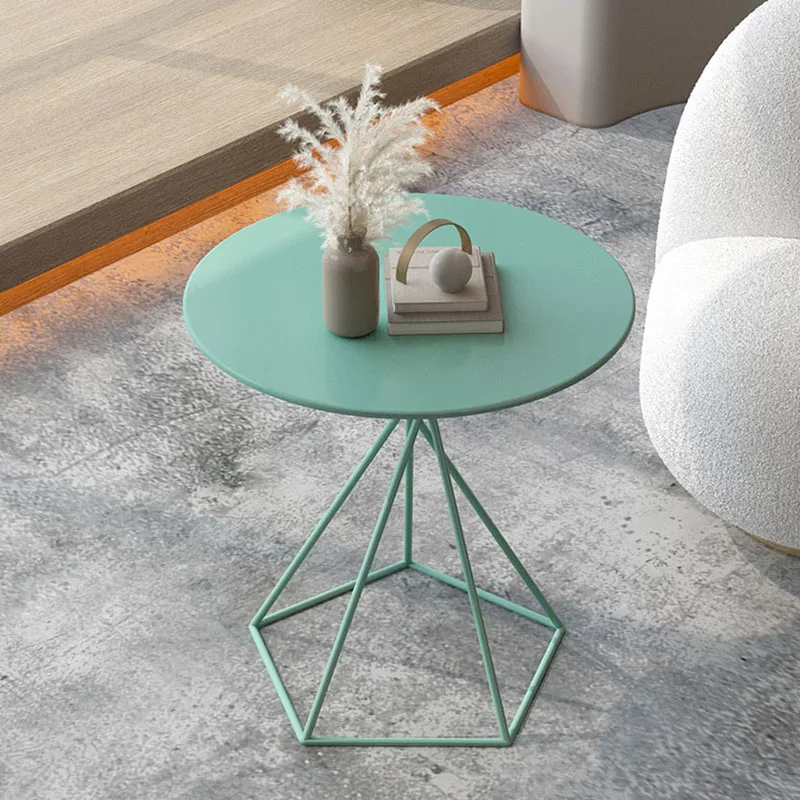 

Creative Living Room Sofa Side Table Iron Art Nordic Home Coffee Table Balcony Round Tables Auxiliary Furniture