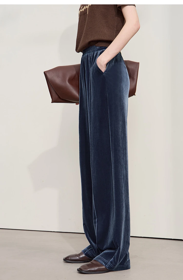 AMII Women's Pants Wide-leg Solid Knitted Pants Casual Woman Trousers 2025 Autumn New Retro Versatile Ladies Clothing 12523110