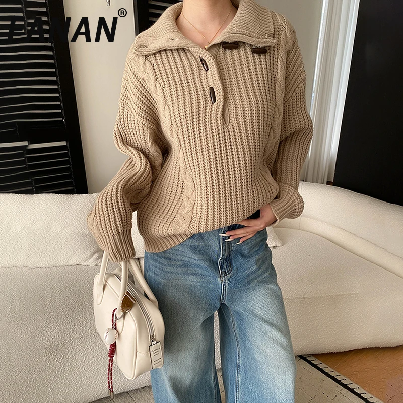 

FANAN минимализм вязаный пуловер свитер для женщин водолазка с длинным рукавом толстые теплые топы женская одежда зима новинка 2025