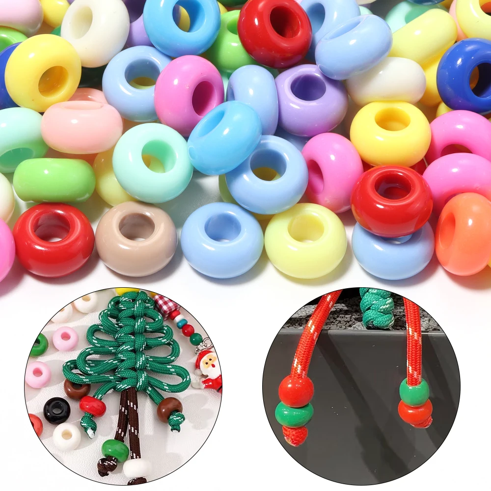 50 Stück Acrylperlen mit großem Loch, bunte lose Abstandsperlen für die Schmuckherstellung, DIY-Halsketten, Armbänder, Schlüsselanhänger-Zubehör – Detail 2