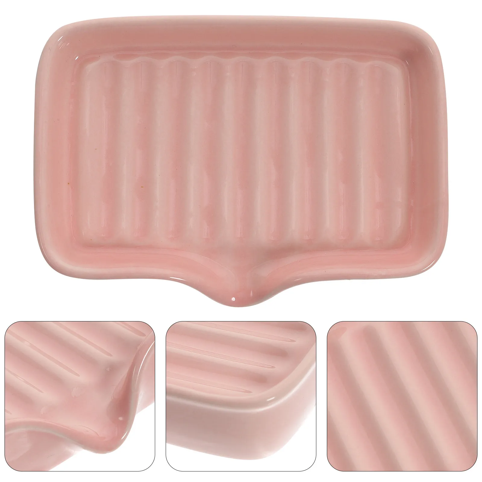 

Ceramic Soap Dish with Drainage Design Smooth Surface Waterproof Non-Slip for Bathroom Kitchen Sink Bar Soap Holder Storage Tray