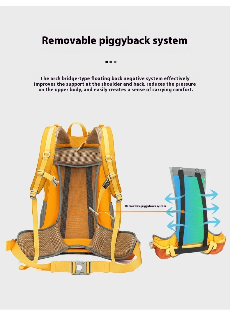 Nylon Wasserdichter Rucksack Casual Outdoor 35L Große Kapazität Reiserucksäcke Wandern Camping Bergsteigen Tasche Jugend Sporttaschen – Detail 5