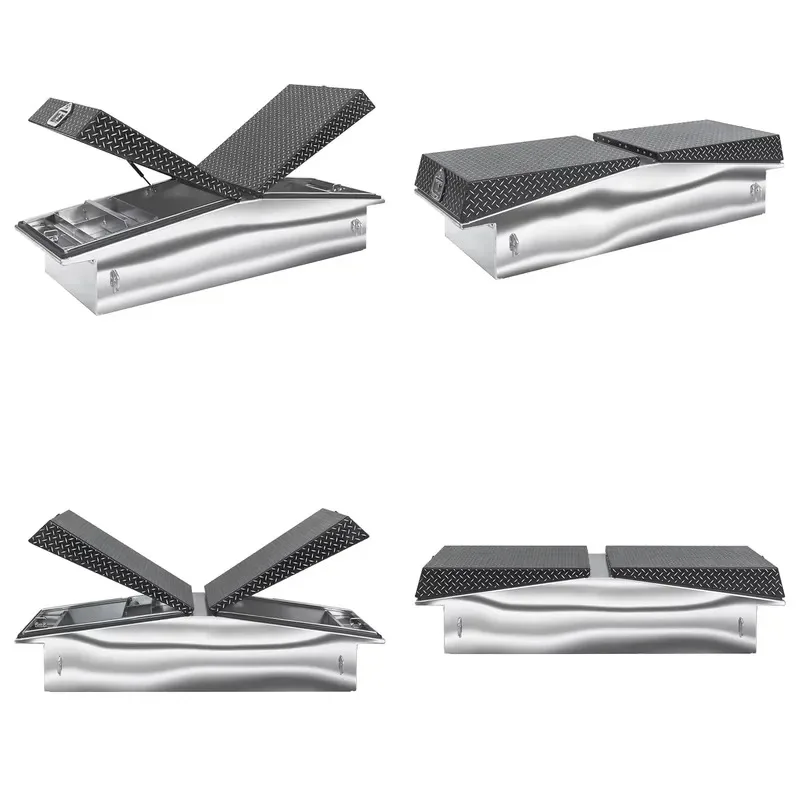 Custom Size Black Top Gull Wing Camper Pickup Aluminum Truck Toolbox Storage