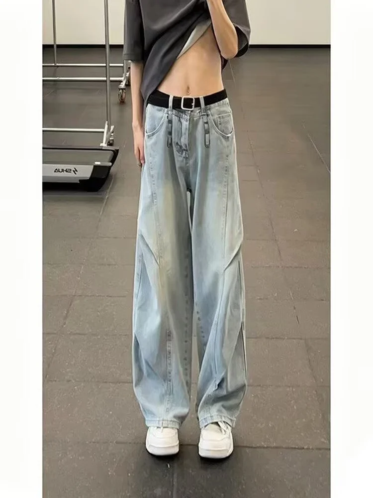 American Style Vintage Men's Jeans Loose Black Knife Wide Leg Pants Trendy Brand Straight Long Trousers Autumn Wear