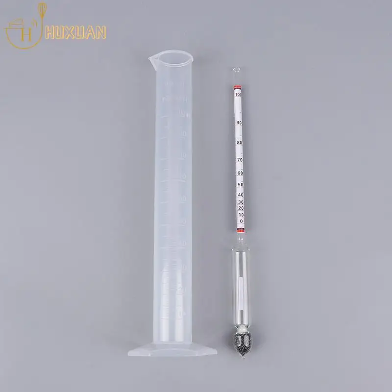 1Set Hydrometer Tester Vintage Measuring Bottle Set Tools Alcoholmeter Wine Concentration Meter 0-100 Hydrometer