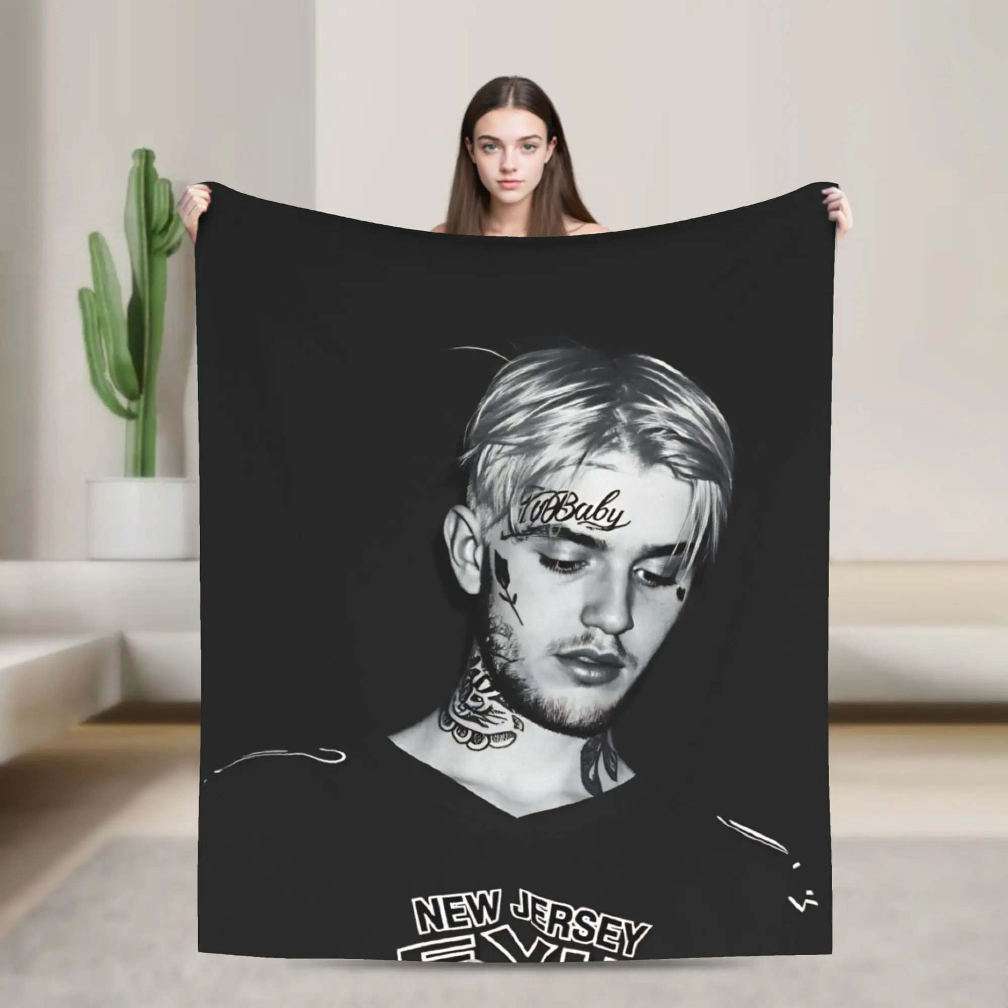 Super Soft Blanket Airplane Travel Lil peep Hot Singer Throw Blanket  Flannel Bedspread For Bedroom Aesthetic Sofa Bed Cover