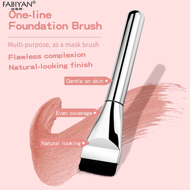 Brocha para base ultrafina, brochas de maquillaje de cabeza plana, brocha para máscara, crema de base mixta, brocha para contorno de rostro para mujer