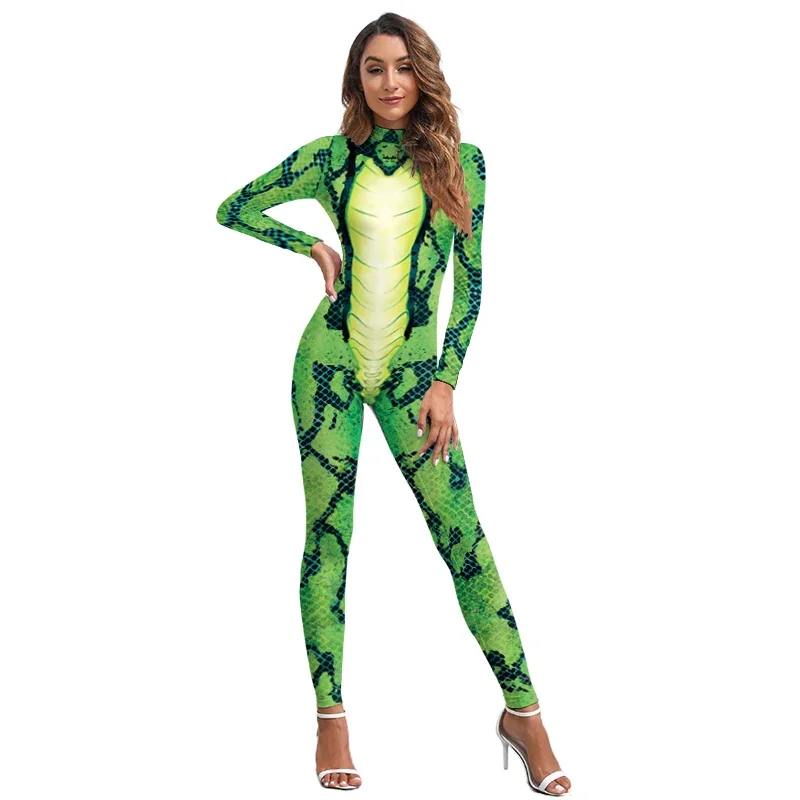 Disfraz de serpiente Animal para mujer, traje de gato de Carnaval de Halloween, mono de Fitness Zentai para mujer, mono de LICRA 12%, traje de fiesta