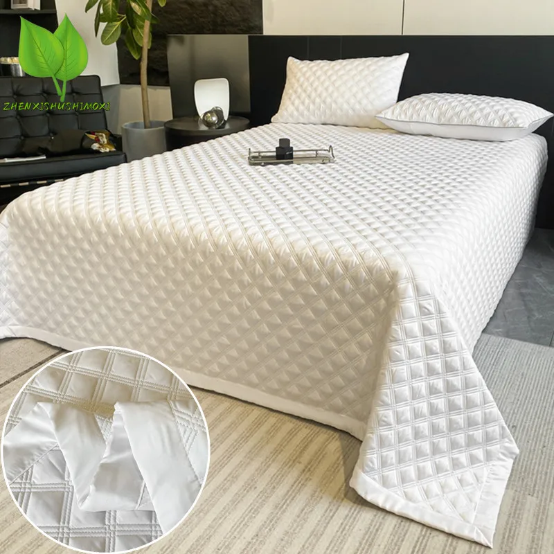 150x230 White Bedspread on The Bed 침대커버 Quilted Bedsheet Simple Style Bed Cover Queen Size Colchas 1pc(Pillowcase Need Order)