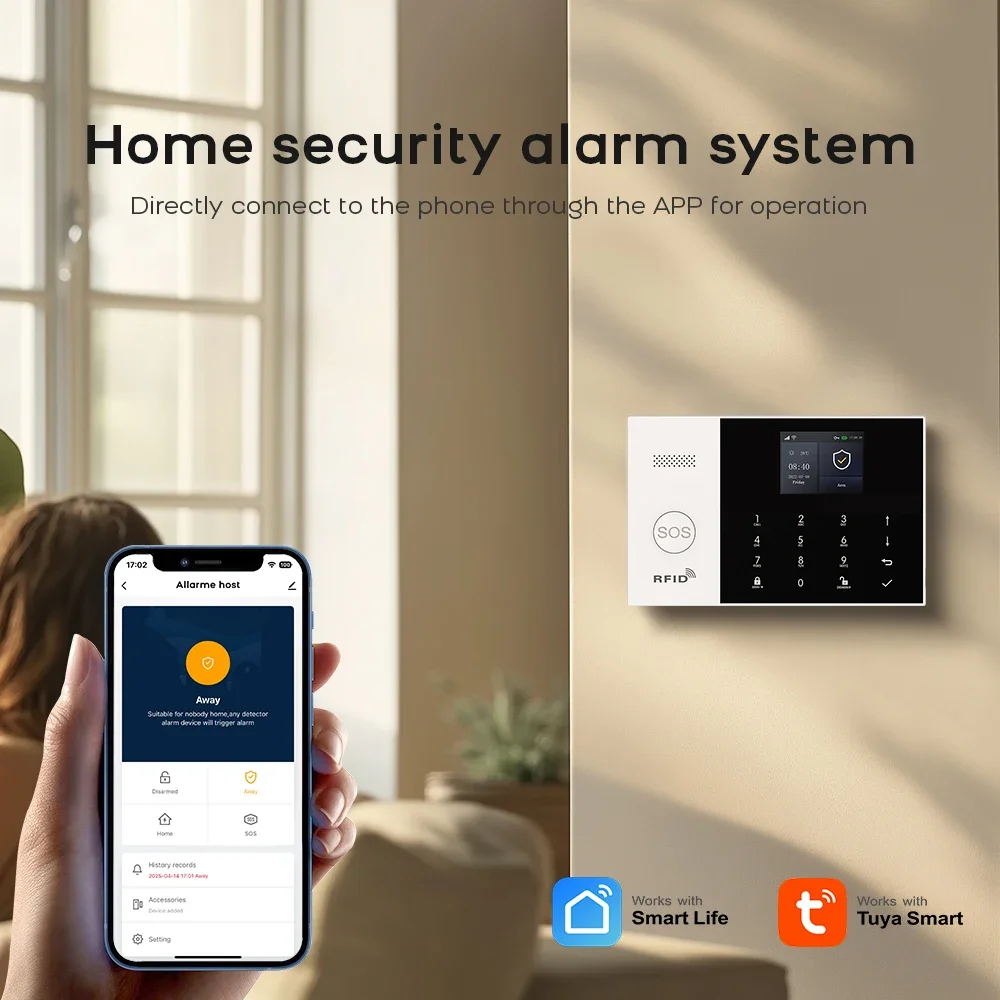 PGST Smart Home Alarm System WiFi GSM Wireless Burglar Kit with PTZ IP Camera 2-Way Audio Security Protection Tuya