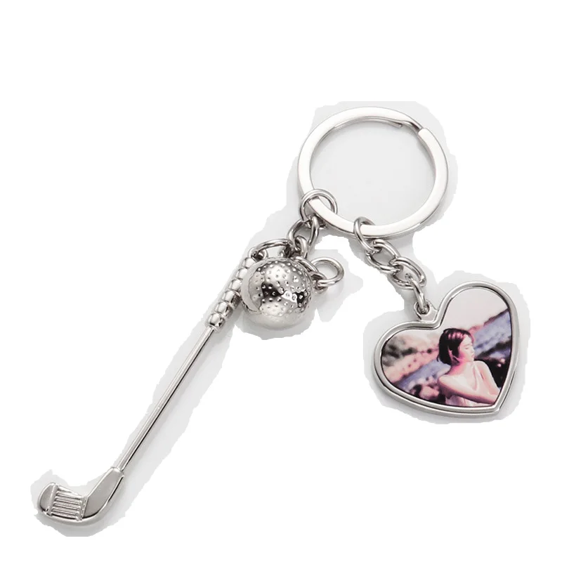 10pcs Sublimation DIY White Blank Love Circle Golf Shaped Keychain