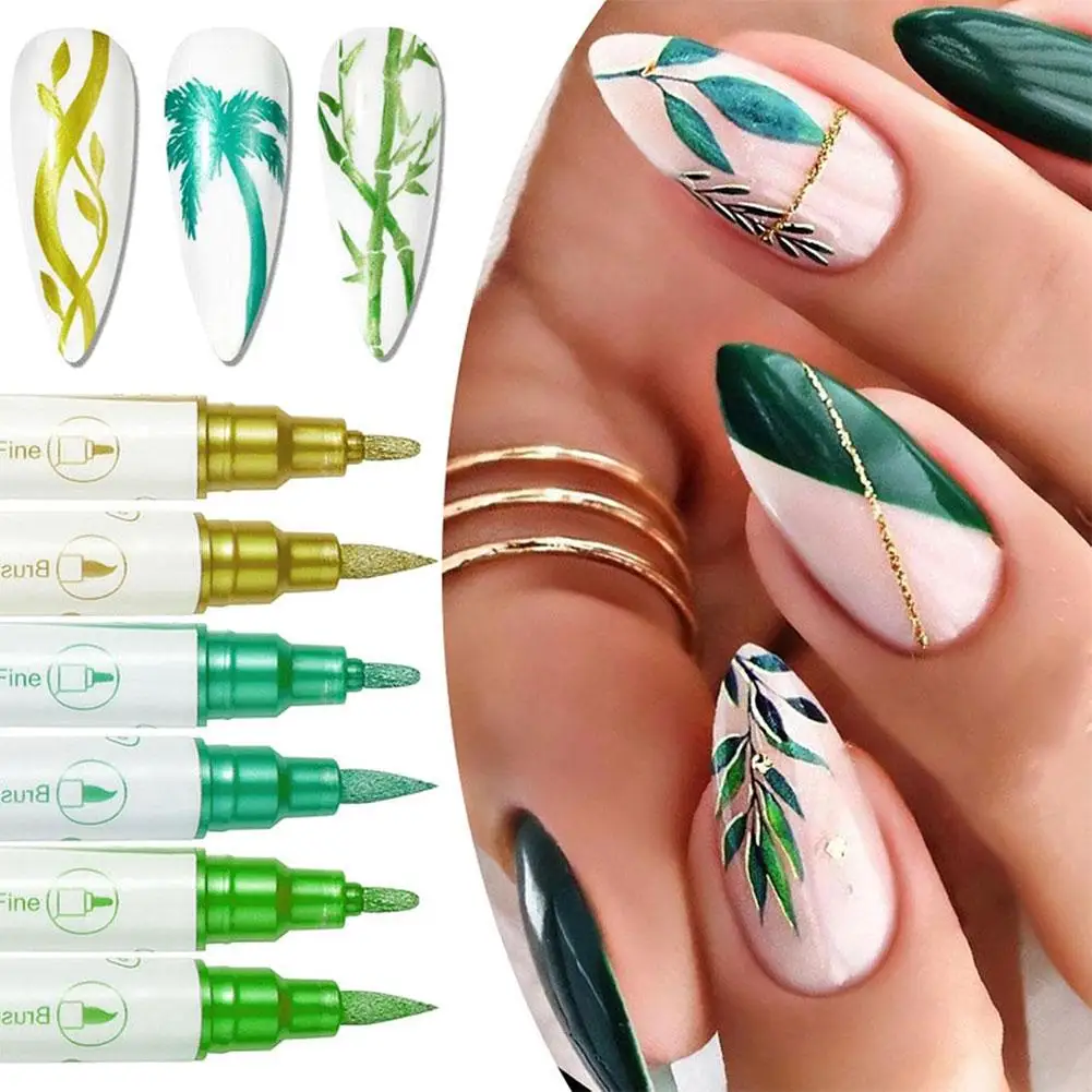 10 Metallic Colors Dual Tip Acrylic Nail Painting Temporary Tattoo Pen DIY Paint Pens Markers For Rock Painting Ceramic Surfaces