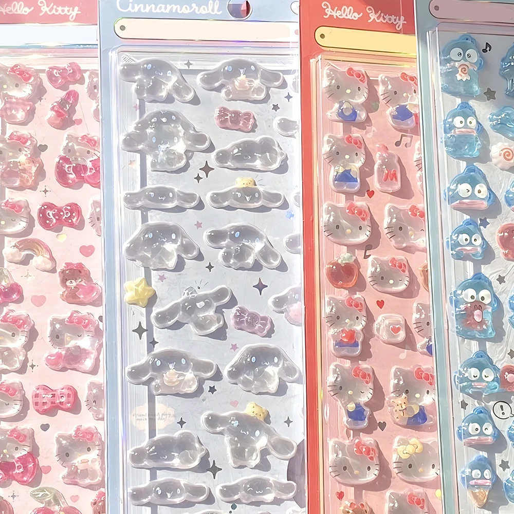 1/7 szt. Kawaii Sanrio Naklejki 3D Bubble Kuromi My Melody Estetyczne Naklejki DIY na Laptopa Telefon Etui Dziennik Dekoracja Puffy Sticker