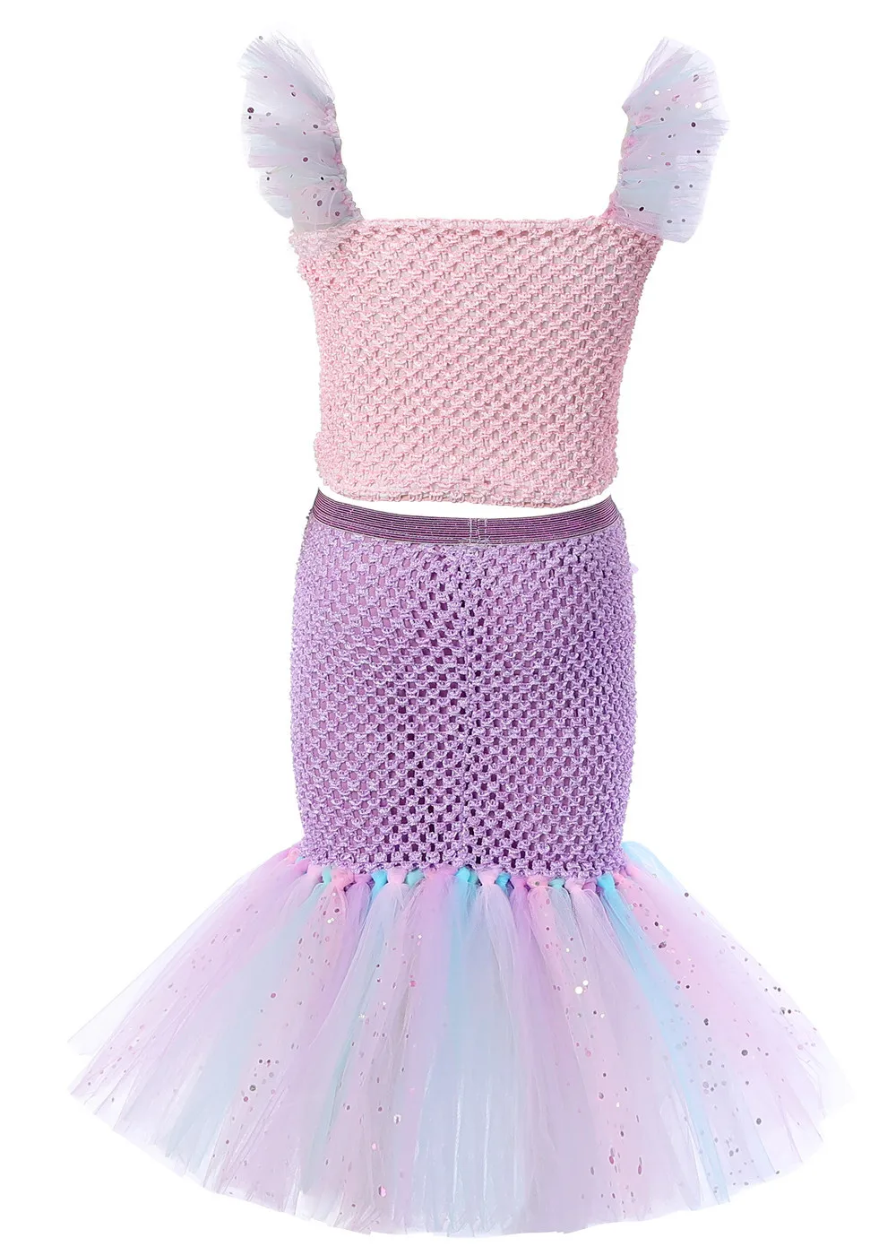 Robe de Princesse Sirène pour Petite Fille, Tenue de ixd'Anniversaire, Costumes d'Halloween, Tutus Trompent Océan