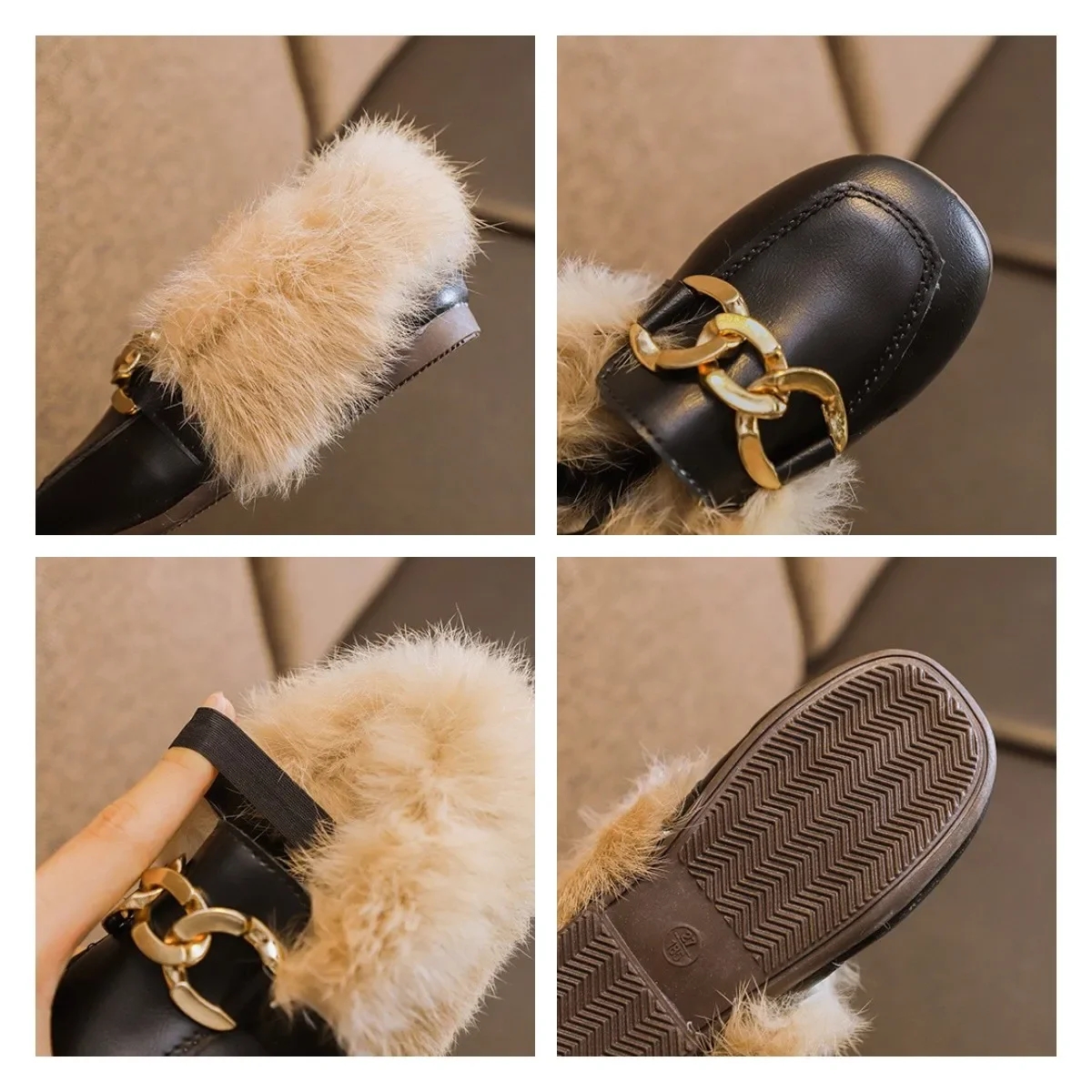 Winter Kids Fur Shoes Children Velvet Loafers Baby Girls Warm Flats Toddler Boys Casual Shoes Soft Moccasins Sapato Infantil