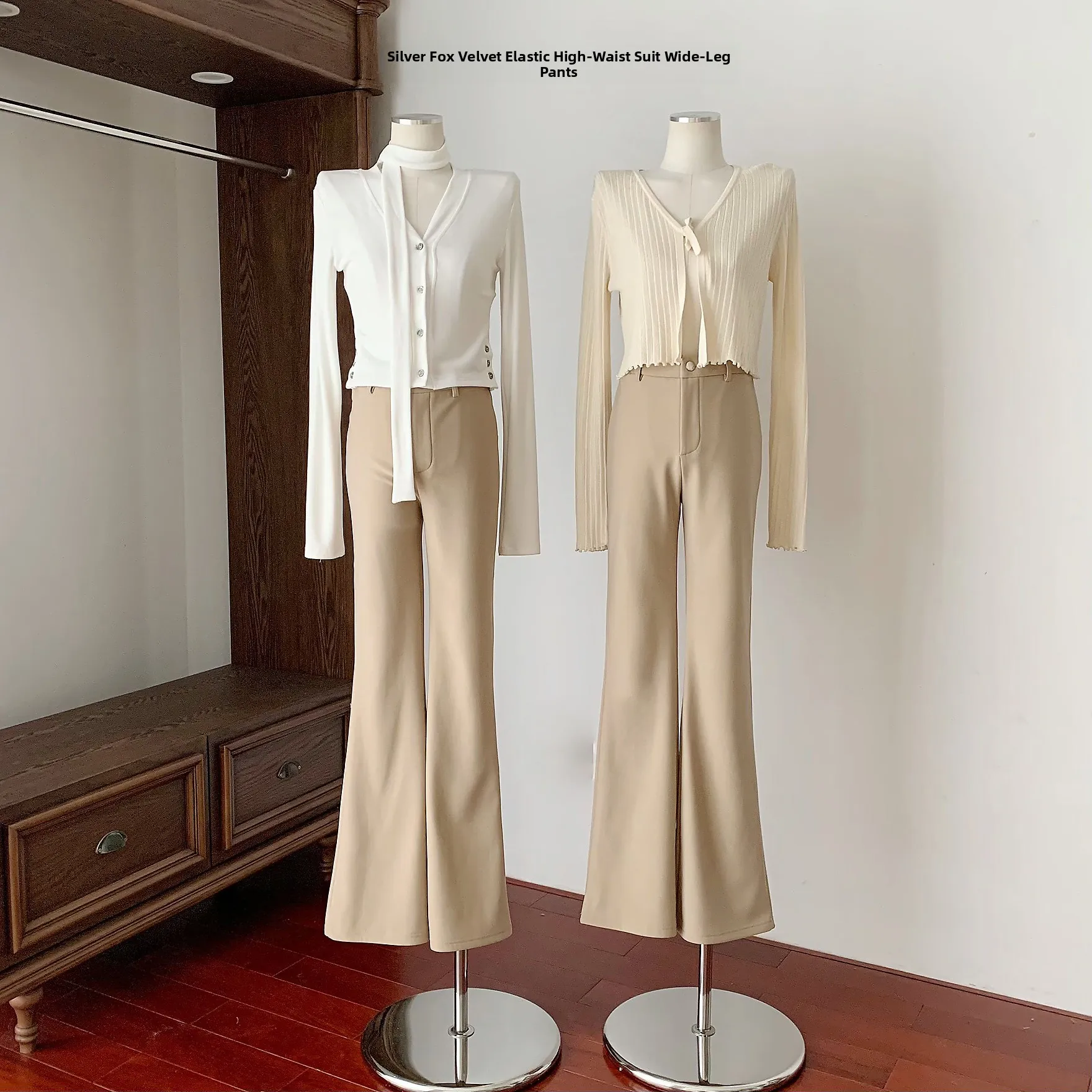 

Расклешенные брюки с высокой талией на подкладке, женские зимние повседневные утягивающие эластичные длинные брюки, Thiened Commute Sle, большие размеры