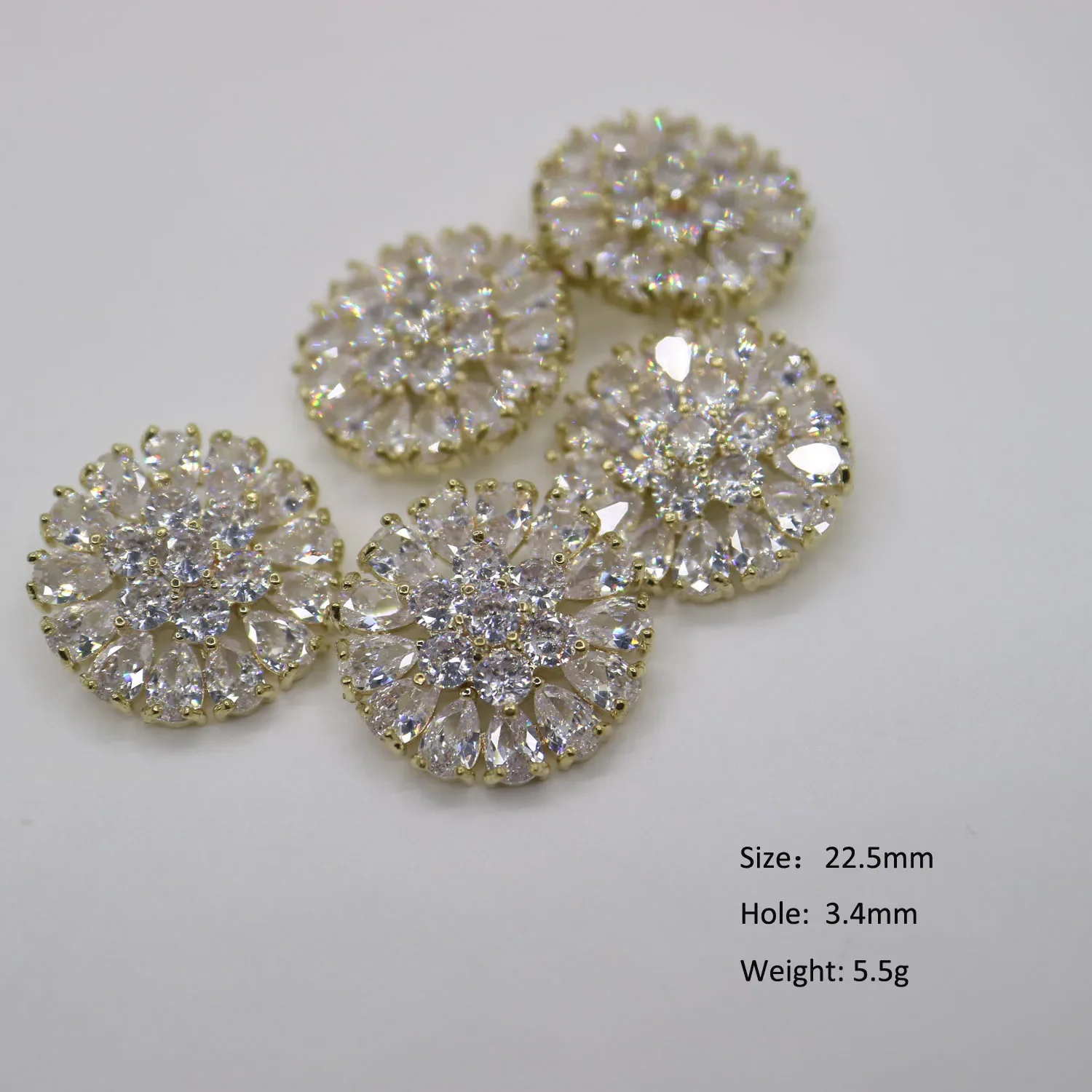 5pc/lot Luxury crystal buttons Cubic zirconia button for clothes Decorative CZ sewing rhinestone buttons for cashmere cardigan