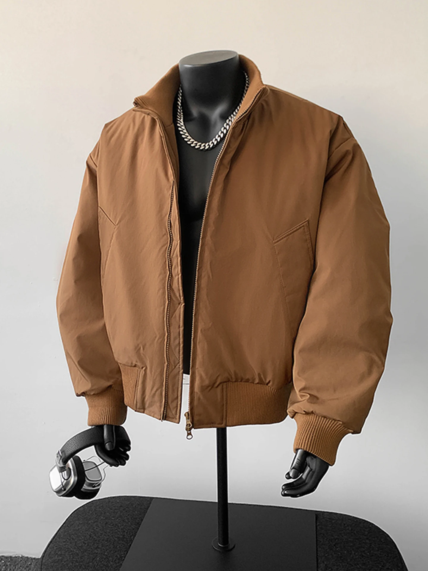 

Мужская зимняя утепленная куртка-бомбер из хлопка с воротником-стойкой, теплая, морозостойкая верхняя одежда