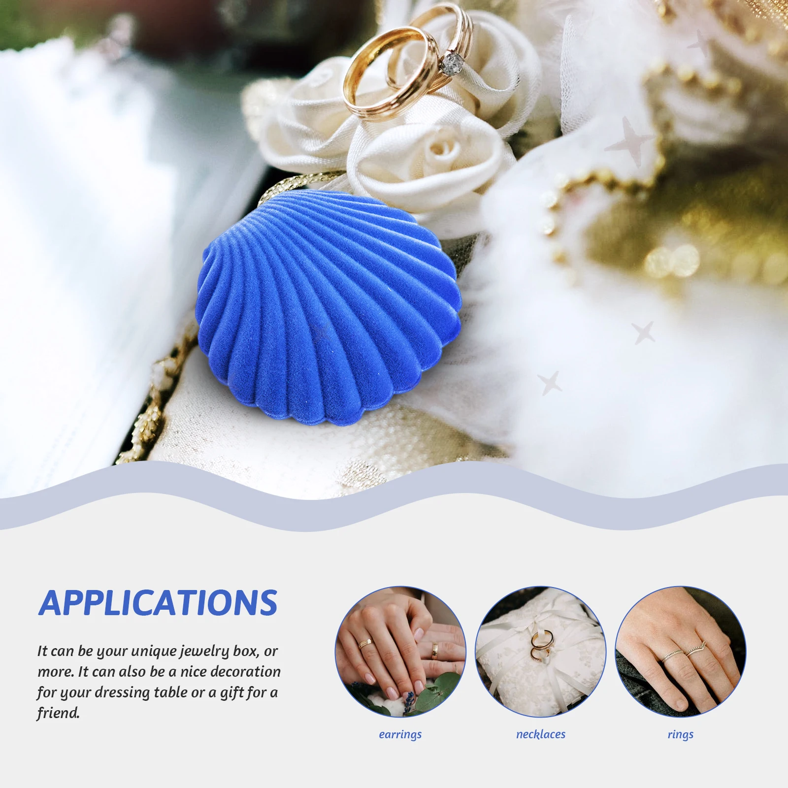 

2pcs Jewelry Case Shell Shaped Earrings Ring Box Strong Earring Displaying Case Smooth Travel Desktop Decoration Space Saving