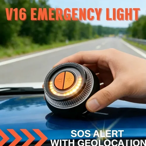 Imagen 2 del producto Luz de baliza de emergencia para coche V16 con 3 modos de luz, luz de advertencia estroboscópica magnética con batería, iluminación sostenible, lámpara de señal de seguridad