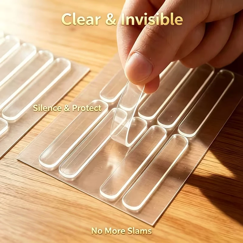 1PC Multi-Purpose Clear Bumper Strips, Self-Adhesive Silent Anti-Collision Pads for Door Handles, Refrigerators And Cabinets