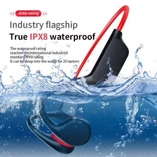 Imagen 2 del producto Auriculares de conducción ósea IPX8 a prueba de agua Bluetooth 5,3 auriculares inalámbricos con gancho para la oreja MP3 incorporado (32G) auriculares deportivos para nadar
