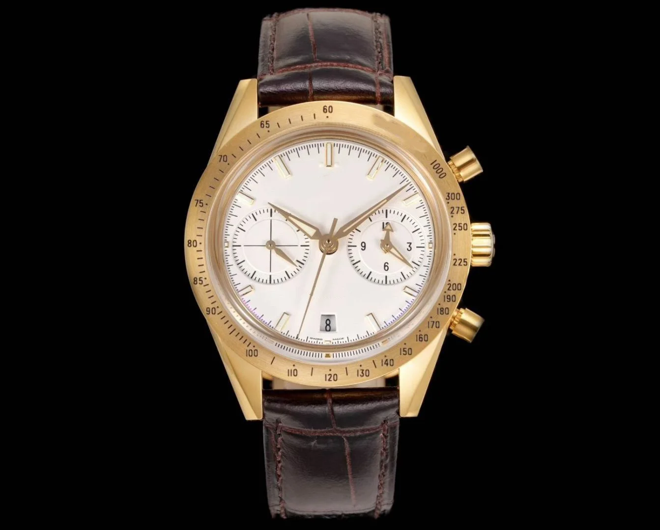 

Custom luxury watch, 41.5mm, sapphire glass mirror, custom integrated movement, calfskin strap
