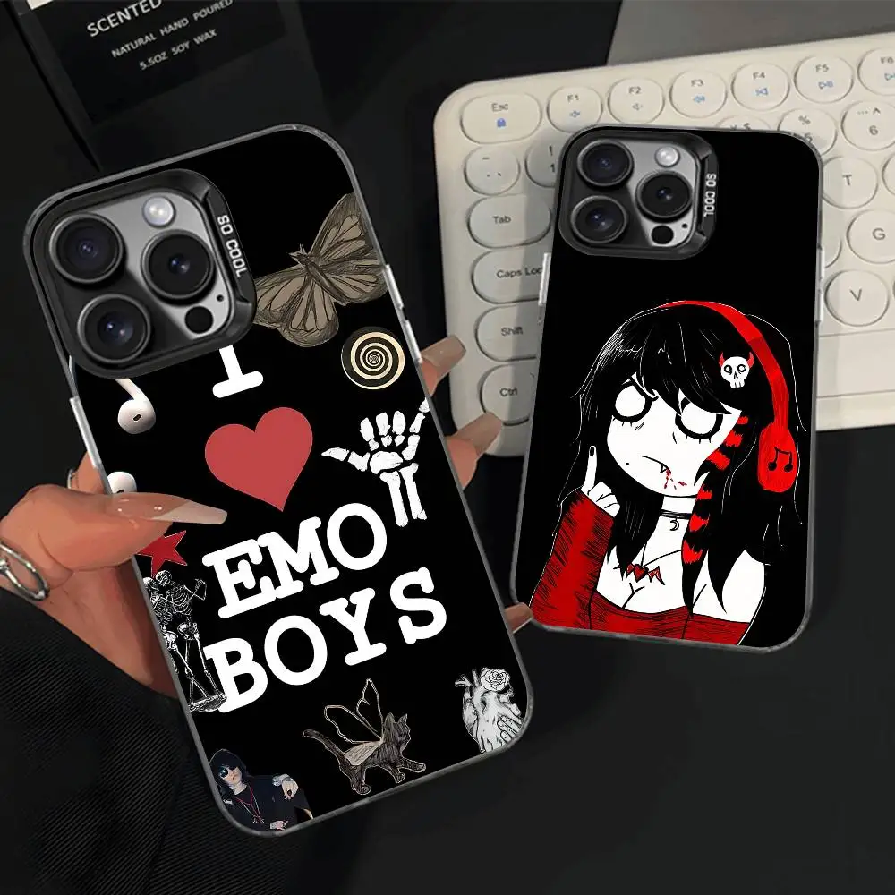 

I Love Emo Boys Phone Case For iPhone 14,16,12,15,13,17,11,E,Pro,Max,Plus,Air,Mini Black Soft Cover