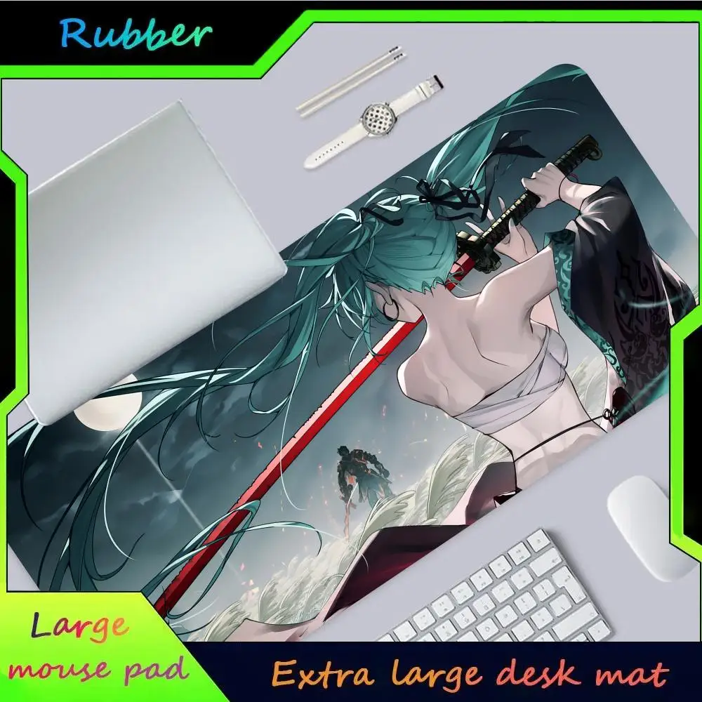 H-Hatsunes Miku MINISO Mouse Pad Hot Large Game Mause Pads XL Lock Edge Size for Gamee Give gifts daughter boy brother friend Wo