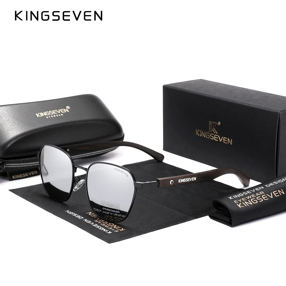 KINGSEVEN Luxury Ebony wood Sunglasses Women and Men Polarized UV400 Retro Wooden Eyewear street photography