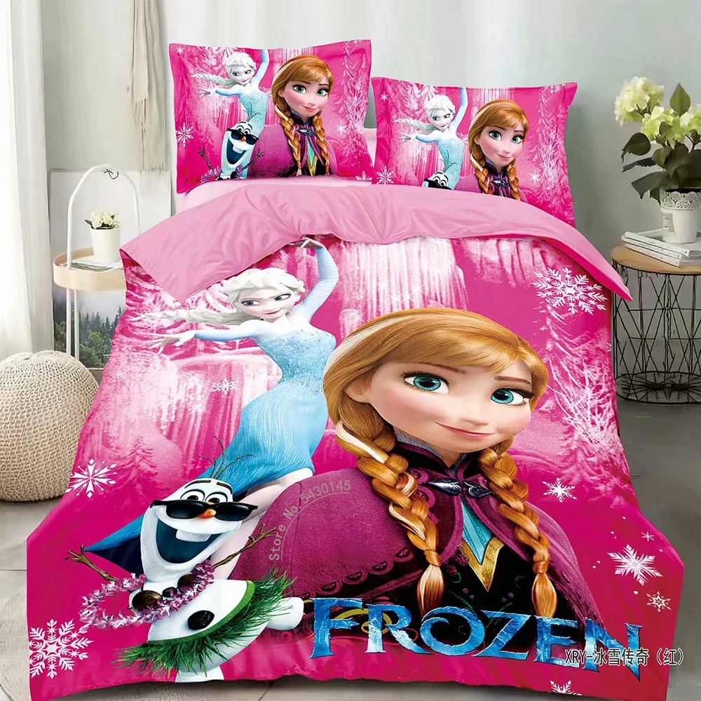 Imagem -03 - Conjuntos de Edredão Disney Frozen para Meninos e Meninas Conjunto de Cama Elsa Rapunzel Princesa Solteiro Lençóis Duplos Fronhas 09 M12 m