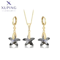 Xuping Jewelry Star Shaped Earring and Necklace Crystal Jewelry Set with Light Gold Color for Women Gifts A00915719