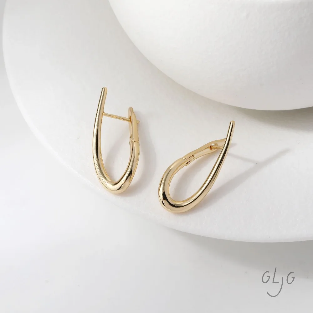 4PCS Twisted Shape Ear Studs Diy Earrings Connectors Jewelry Making Findings Supplies 14k Gold Plated Accessories 28*11.5mm view 5