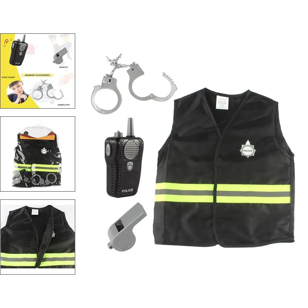 Kids Police Officer Cosplay Costume Set Party Fancy Clothing Set Children's Day Wear Girls Policeman Uniform Set With Accessory