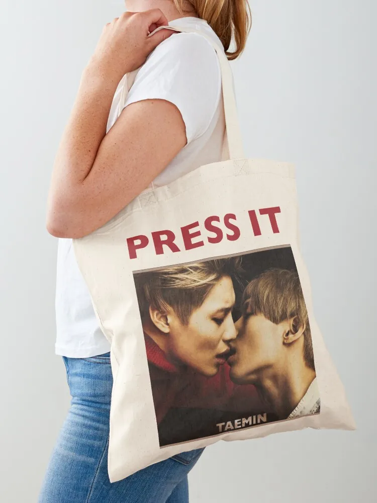 TAEMIN - PRESS IT Tote Bag foldable reusable bag personalized reusable shopping bags canvas bags Canvas