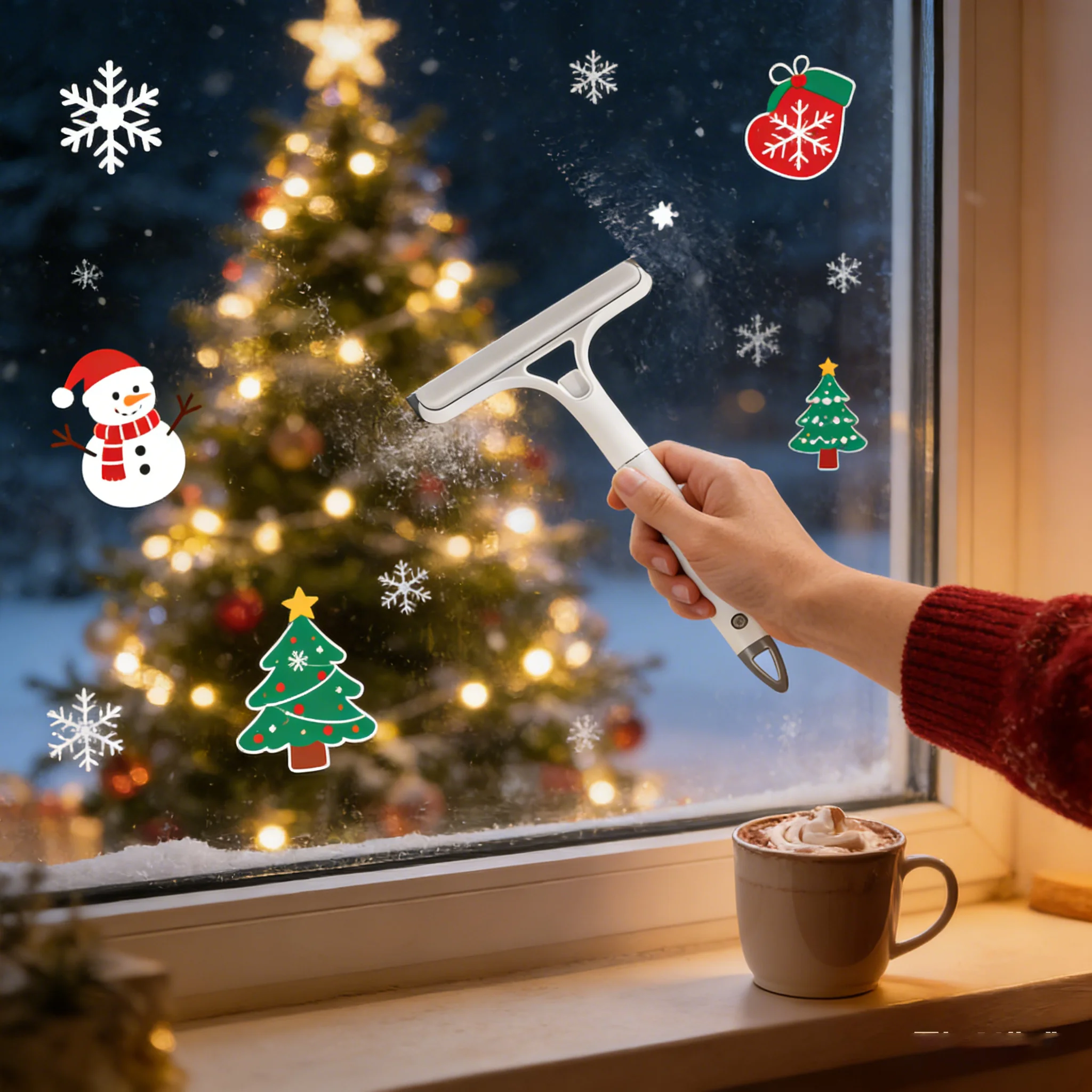 White Window Squeegee 21x16cm, Glass Cleaning Tool. Removes Water, No Streaks, Handheld