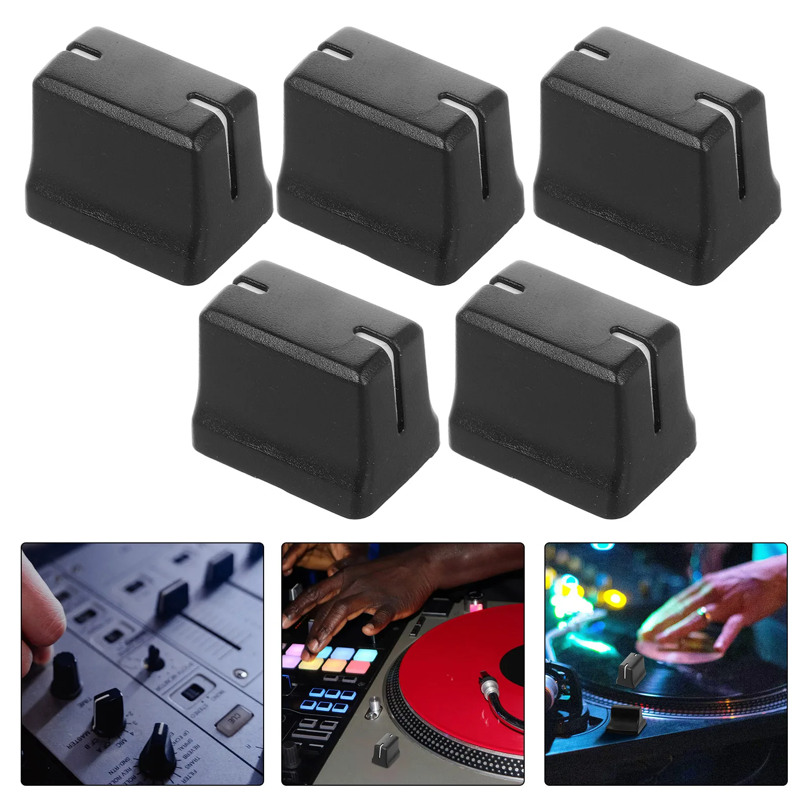 

5pcs Slider Caps Fader Knobs Replacement Mixer Accessories Console Mixer Slider Fader Knobs Compact Black Potentiometer Cap