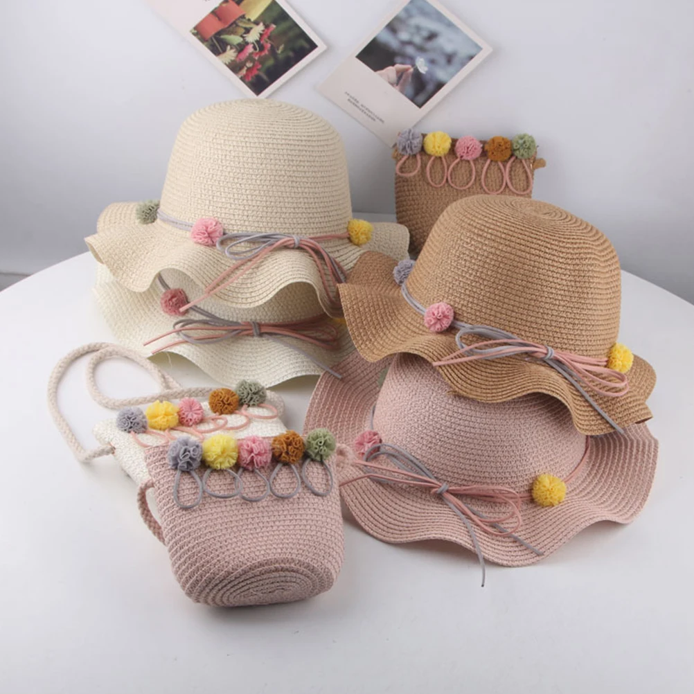 Kids Beach Hat Bucket Sun Straw Baby Summer Toddler Girls Hats Children Headwear Vacation Outdoor Lightweight Comfortable