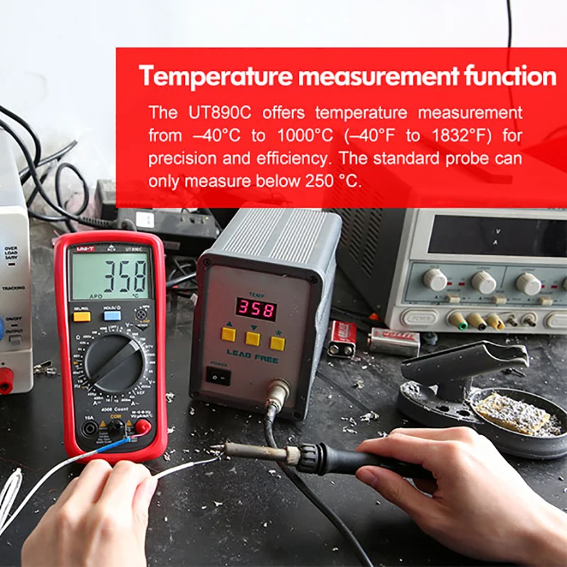 UNI-T UNI T Digital Multimeter True RMS UT890C UT890D+ Manual Range AC DC Frequency Capacitance Temperature Tester Backlight