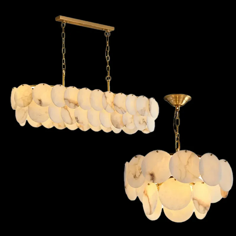 2026 modern LED living room chandelier, marble ceiling lighting fixture, suitable for dining room and lobby decoration