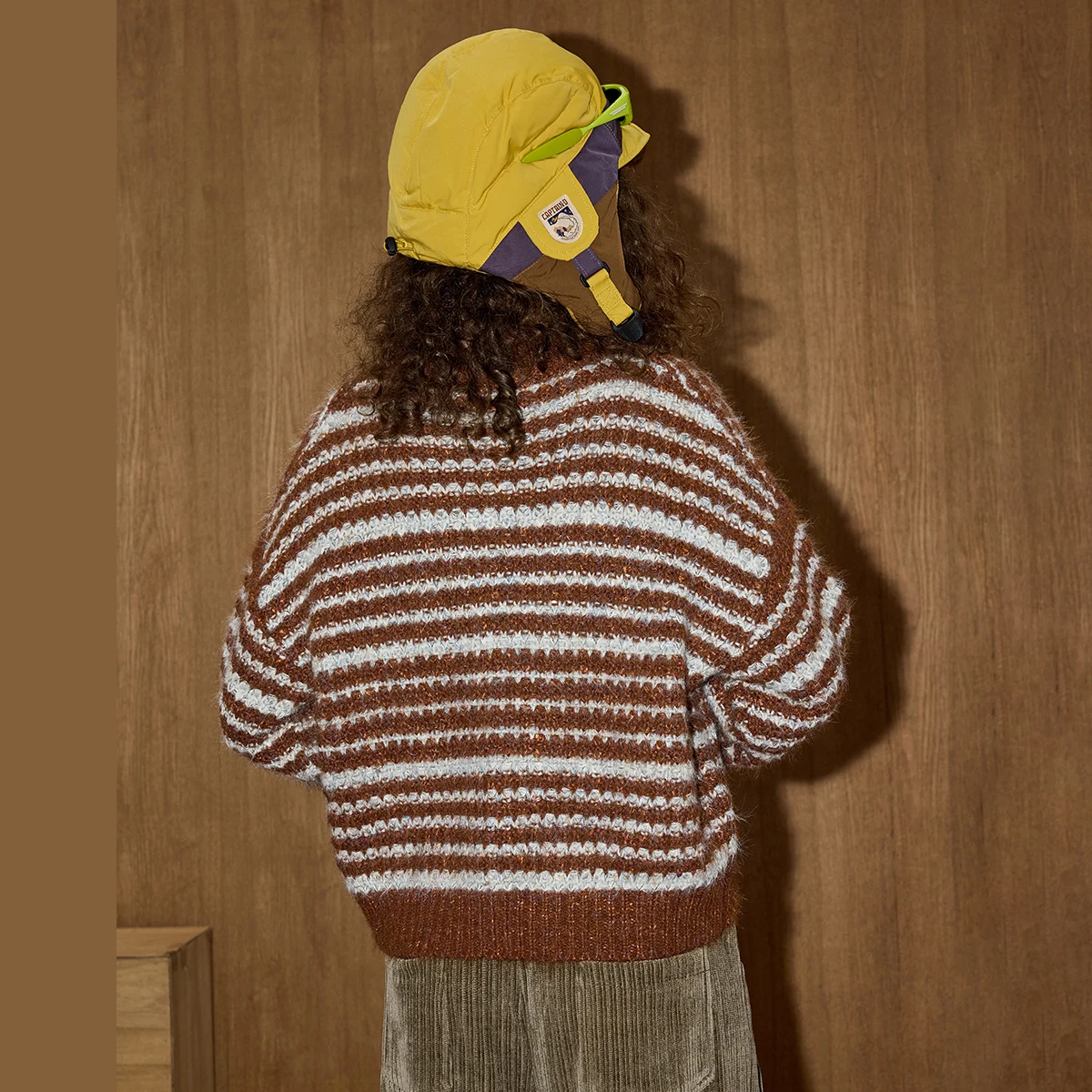 2022 Winter Dames Luie Stijl Gestreepte Trui Zachte Oversized Trui High-end Getextureerde Truien Gezellige Ronde Hals Loungewear