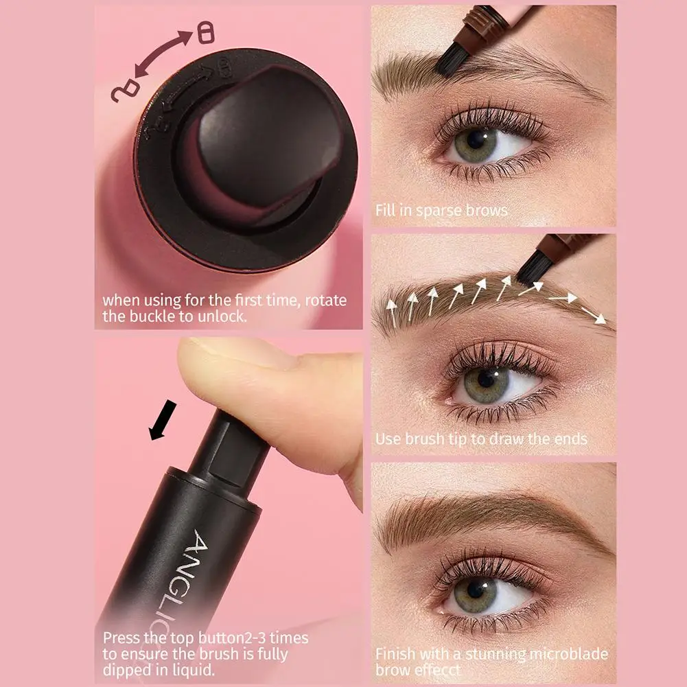 EyebloggPays l-Pinceau à angle carré en velours 3D, embaupour sourcils, crème capillaire, anti-taches, stylo à teinte multifonction étanche