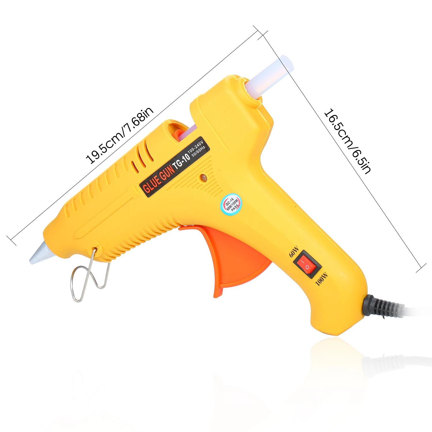 Hot Melt Glue Gun 60W/100W Power Adjustable Hot Melt Glue Machine Multifunctional Industrial Household DIY Glue Gun Yellow GT-10