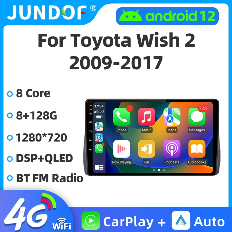 

Jundof Voice Wireless CarPlay Android Auto Radio for Toyota Wish 2 2009-2017 4G Car Multimedia GPS Auto 2din autoradio Head Unit